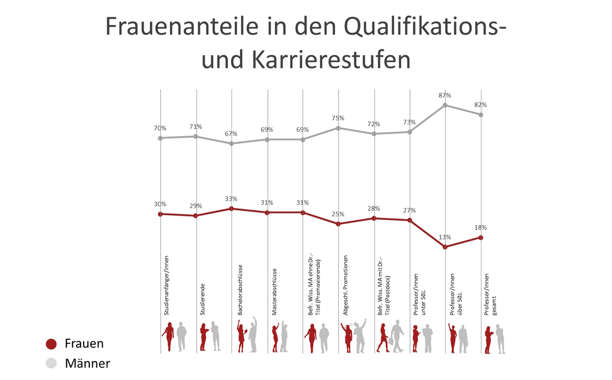 Gender Monitoring Grafik Geschlechterverhältnis in den Qualifikationsstufen